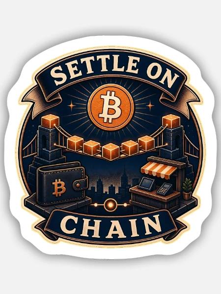 SETTLE ON CHAIN - Sticker Größe S (10 x 10 cm) - Mattweiß