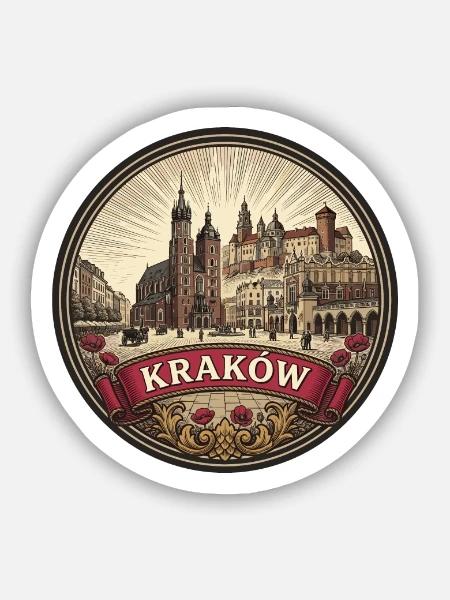 Krakauer Polen Reiseabzeichen St. Marien-Souvenir - Sticker Größe S (10 x 10 cm) - Mattweiß