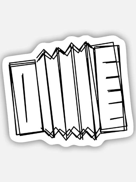 Akkordeon handgezeichnet - Sticker Größe S (10 x 10 cm) - Mattweiß