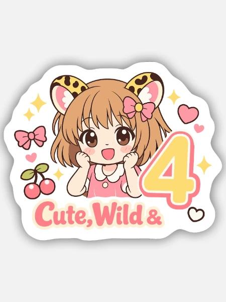 Cute Wild & 4 Leopard Girl Theme - Sticker Größe S (10 x 10 cm) - Mattweiß