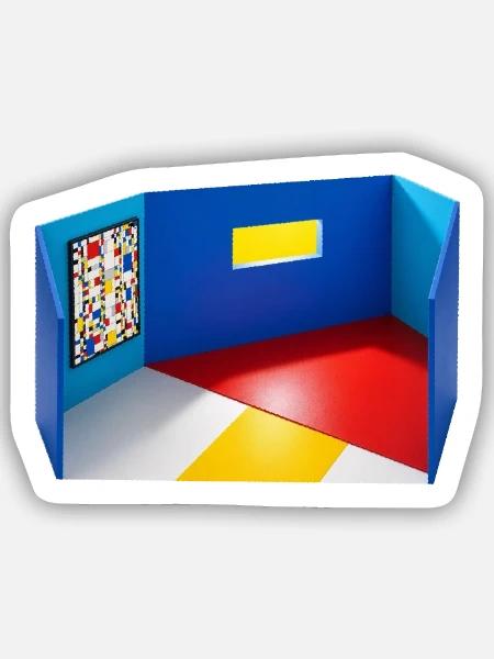 Abstrakter Raum in Primärfarben - Sticker Größe S (10 x 10 cm) - Mattweiß