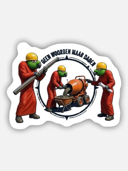 Papageien bauen - Sticker Größe S (10 x 10 cm) - Mattweiß