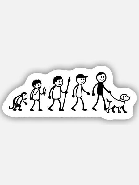 Evolution Hund, Hundeliebhaber, Hundebesitzer, - Sticker Größe S (10 x 10 cm) - Mattweiß