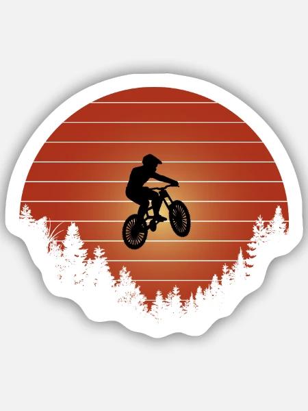 Mountainbike Jump - Sticker Größe S (10 x 10 cm) - Mattweiß