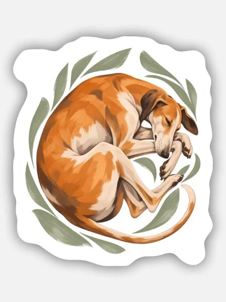 Der Hund schläft - Sticker Größe S (10 x 10 cm) - Mattweiß
