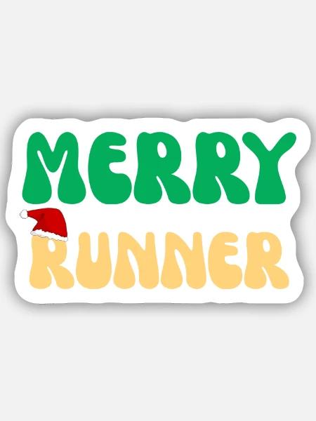 Merry Runner Weihnachtsgeschenk Laufmarathon - Sticker Größe S (10 x 10 cm) - Mattweiß