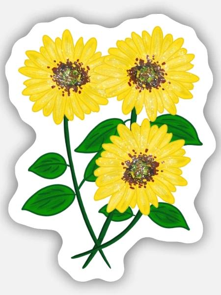 Sonnenblumen - Sticker Größe S (10 x 10 cm) - Mattweiß