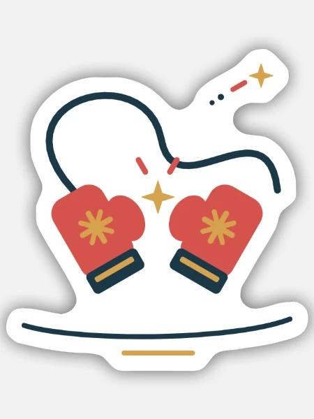 Fäustlinge im Sternentanz – Winterillustration - Sticker Größe S (10 x 10 cm) - Mattweiß