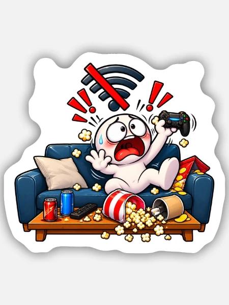 Kein WLAN – Gamer im Panikmodus! - Sticker Größe S (10 x 10 cm) - Mattweiß