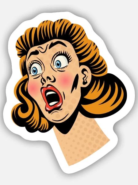 Frau im Schockzustand - Sticker Größe S (10 x 10 cm) - Mattweiß