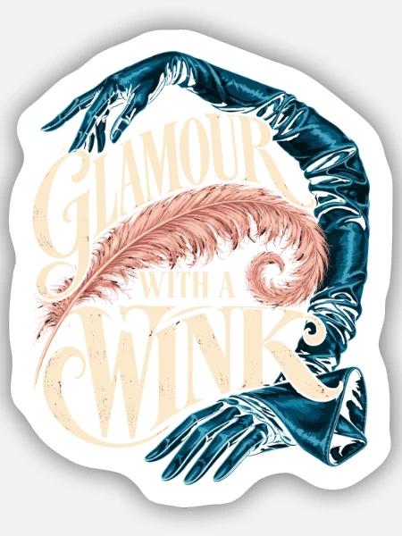 Burlesque Glamour With A Wink - Sticker Größe S (10 x 10 cm) - Mattweiß