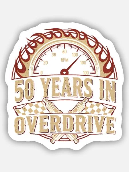 50 Jahre Überdrive - Sticker Größe S (10 x 10 cm) - Mattweiß