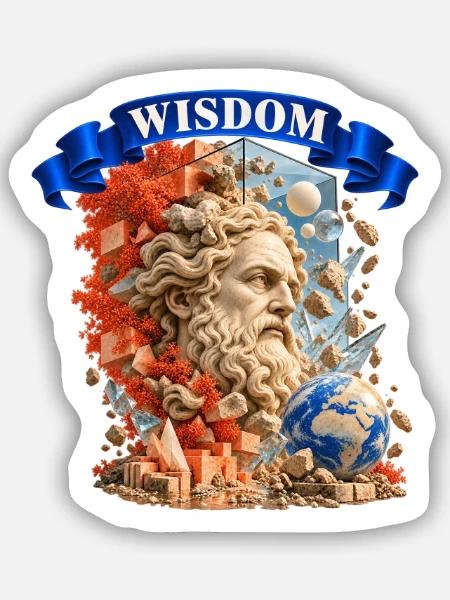 Ancient Wisdom – Greek Philosopher Art - Sticker Größe S (10 x 10 cm) - Mattweiß