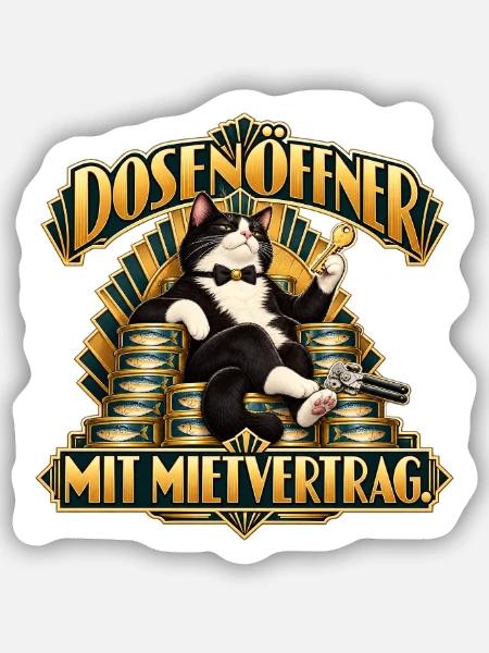 Dosenöffner mit Mietvertrag - Sticker Größe S (10 x 10 cm) - Mattweiß