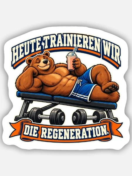 Regeneration ist auch Training - Sticker Größe S (10 x 10 cm) - Mattweiß