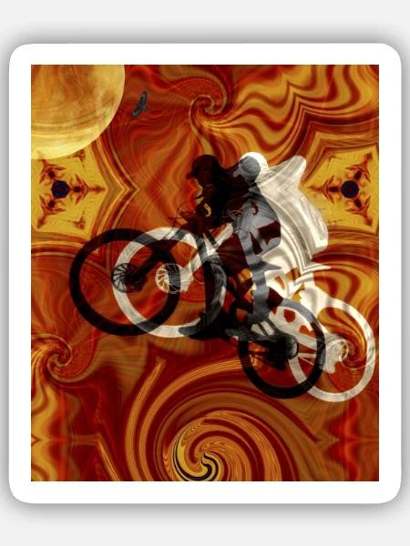 Psychedelisches Fahrrad Kaleidoskop - Sticker Größe S (10 x 10 cm) - Mattweiß
