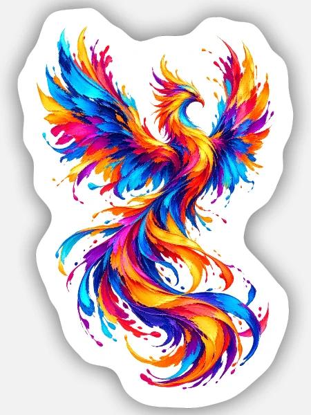 Chromatischer Phönix - Sticker Größe S (10 x 10 cm) - Mattweiß