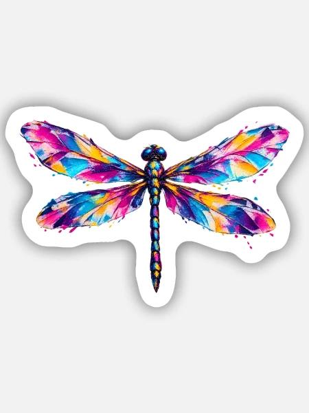 Prismatische Libelle - Sticker Größe S (10 x 10 cm) - Mattweiß