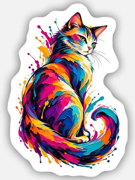 Chromatische Katze - Sticker Größe S (10 x 10 cm) - Mattweiß