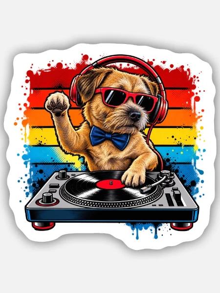 Paw DJ Rainbow Beat - Sticker Größe S (10 x 10 cm) - Mattweiß