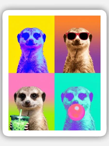 Meerkat Erdmännchen - Sticker Größe S (10 x 10 cm) - Mattweiß
