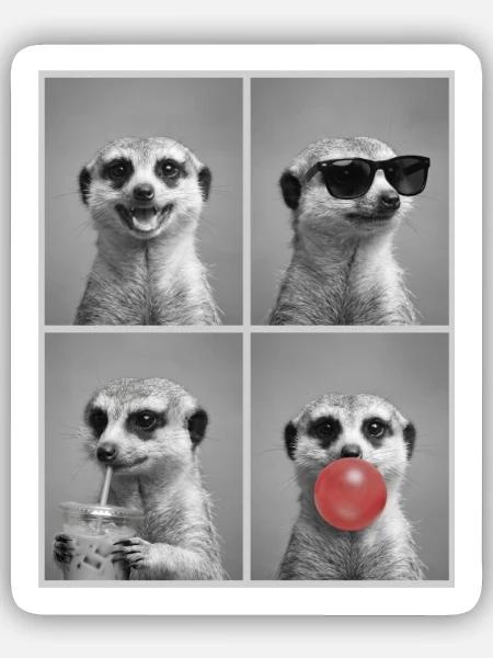 Meerkat Erdmännchen - Sticker Größe S (10 x 10 cm) - Mattweiß