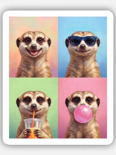 Meerkat Erdmännchen - Sticker Größe S (10 x 10 cm) - Mattweiß