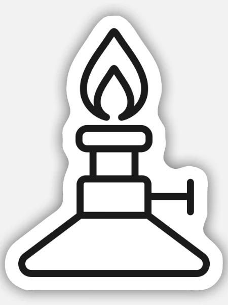 Bunsenbrenner-Labor-Liniensymbol - Sticker Größe S (10 x 10 cm) - Mattweiß