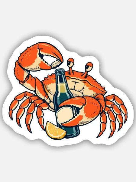 Käpt’n Krabbe mit Limonade - Sticker Größe S (10 x 10 cm) - Mattweiß