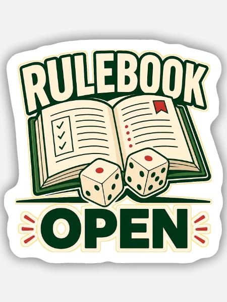 RULEBOOK OPEN - Sticker Größe S (10 x 10 cm) - Mattweiß