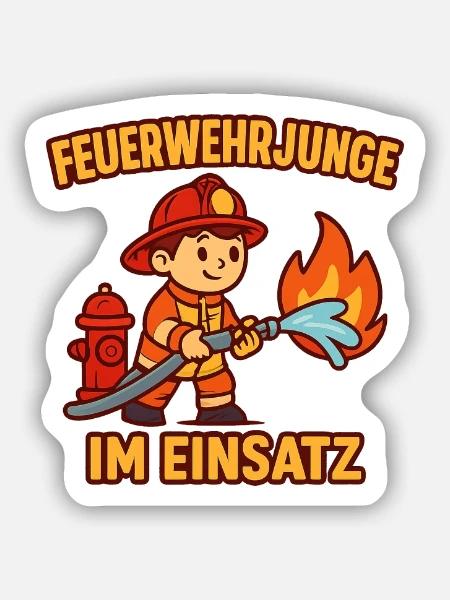 Feuerwehrjunge im Einsatz - Sticker Größe S (10 x 10 cm) - Mattweiß