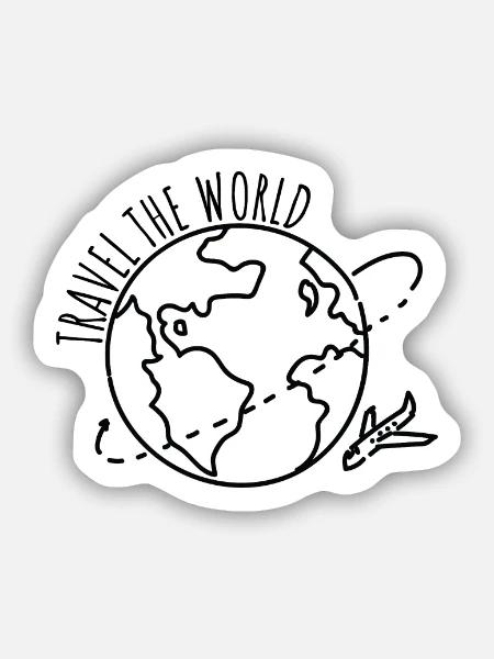 Travel The World - Erde Urlaub Reisen - Sticker Größe S (10 x 10 cm) - Mattweiß