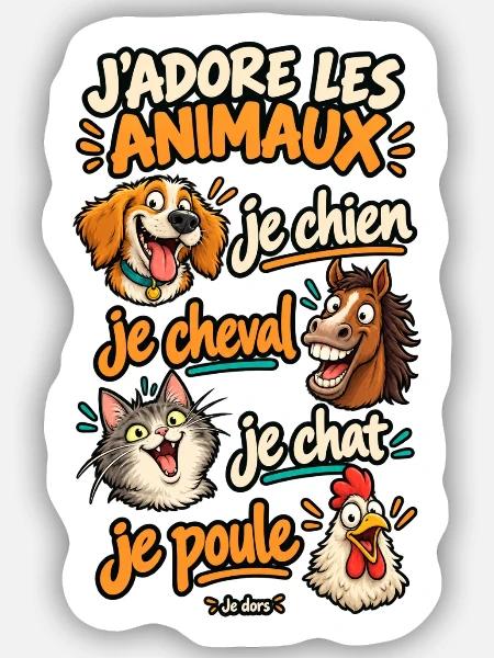 Ich liebe Tiere – ich hunde, ich reite Pferde, ich kätze - Sticker Größe S (10 x 10 cm) - Mattweiß