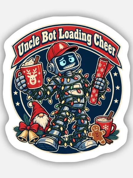Christmas Roboter-Onkel lädt Feststimmung - Sticker Größe S (10 x 10 cm) - Mattweiß