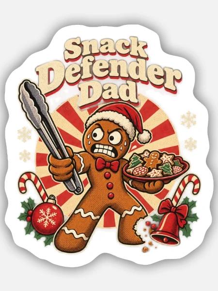 Christmas Lebkuchen Snack Defender Dad - Sticker Größe S (10 x 10 cm) - Mattweiß