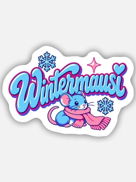 Wintermausi Y2K - Sticker Größe S (10 x 10 cm) - Mattweiß