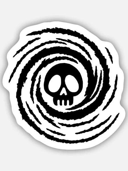 Schädel und Schwarzes Loch - Sticker Größe S (10 x 10 cm) - Mattweiß