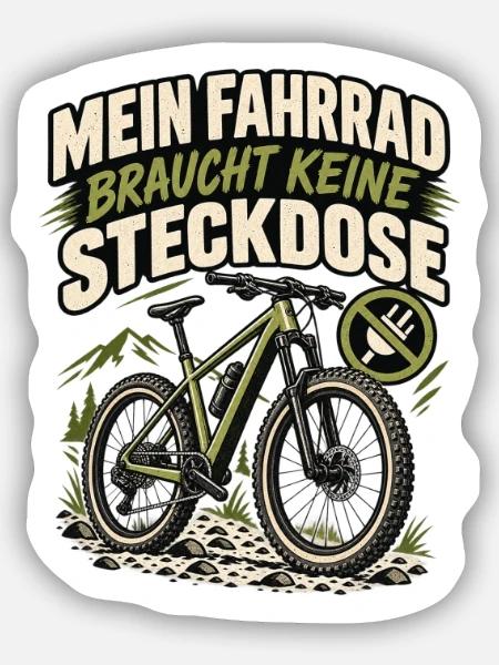 Fahrrad Freiheit: Keine Steckdose nötig - Sticker Größe S (10 x 10 cm) - Mattweiß
