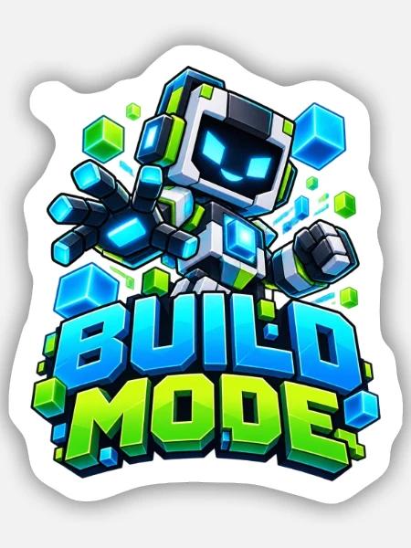 Voxel Build Mode Roboter - Sticker Größe S (10 x 10 cm) - Mattweiß