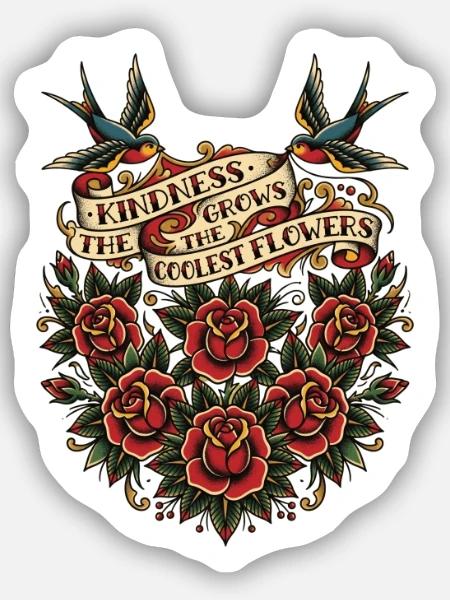 Kindness Grows The Coolest Flowers - Sticker Größe S (10 x 10 cm) - Mattweiß