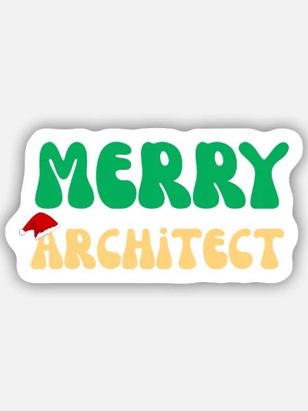 Fröhliches Architekten-Weihnachtspullover-Architekturgeschenk - Sticker Größe S (10 x 10 cm) - Mattweiß