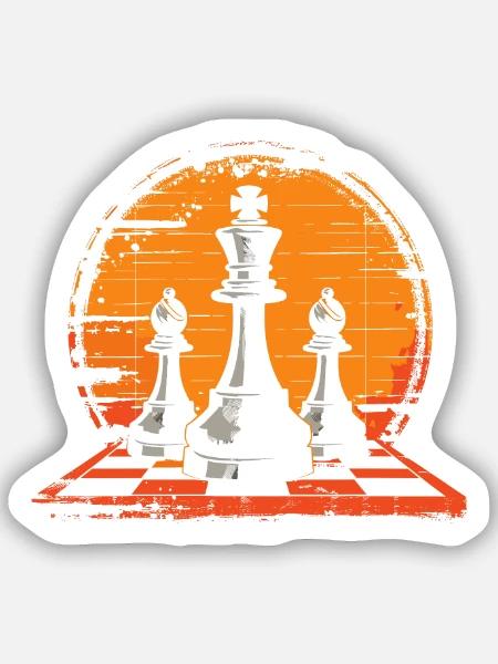 Schachfiguren Porträt - Sticker Größe S (10 x 10 cm) - Mattweiß