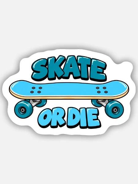 Skate or die retro Design - Sticker Größe S (10 x 10 cm) - Mattweiß