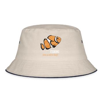 Clownfisch Humor Shirt – Fischers Freude - Bucket Hat - Natur/Navy - Vorne