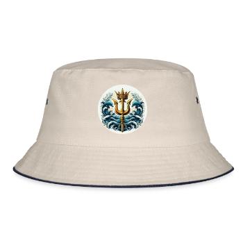 Trident Symbol - Bucket Hat - ecru/navy - Front