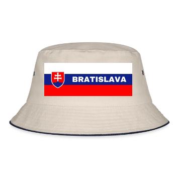 Stadt Bratislava in slowakischer Flagge - Bucket Hat - Natur/Navy - Vorne