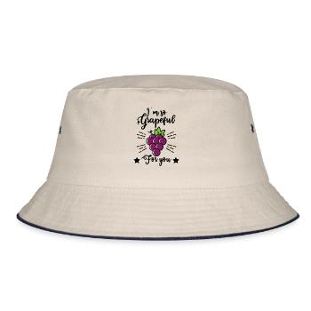 I'm So Grapeful For You – Funny Grape Motif - Bucket Hat - ecru/navy - Front