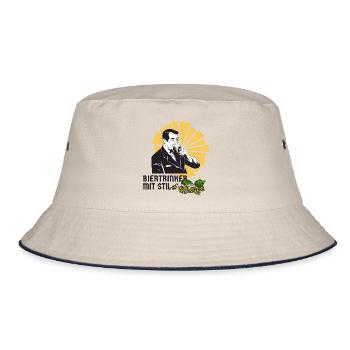 Biertrinker mit Stil - Bucket Hat - Natur/Navy - Vorne