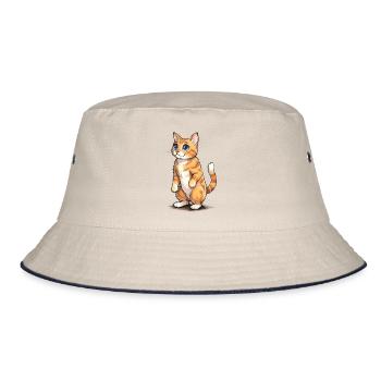 Wasserfarben Kätzchen Blick - Bucket Hat - Natur/Navy - Vorne
