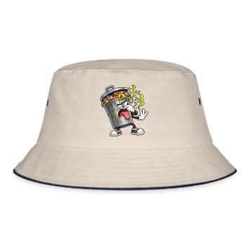 Mülleimer ekelt sich – Lustiger Müll Cartoon - Bucket Hat - Natur/Navy - Vorne